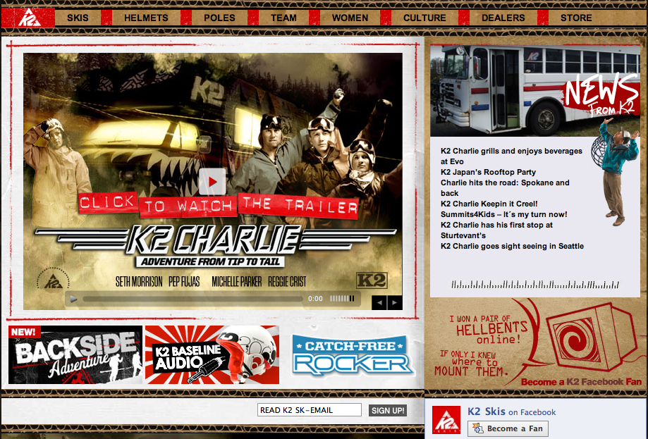 k2 skis website redesign